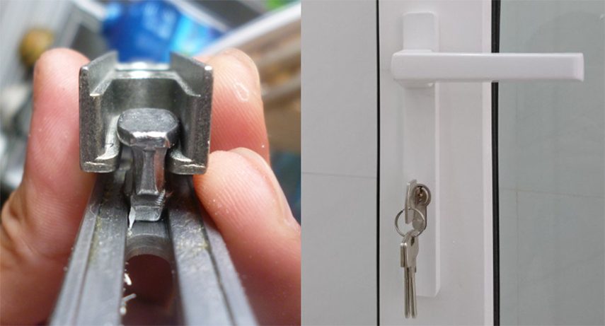 Bộ khóa chống trộm tốt cho cửa nhựa lõi thép là các điểm khóa có các ngàm móc vào nhau