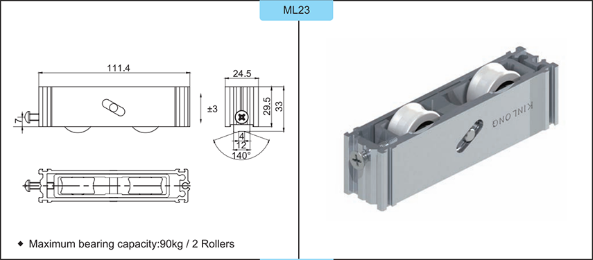 Thông số kỹ thuật bánh xe đôi Kinlong ML23A