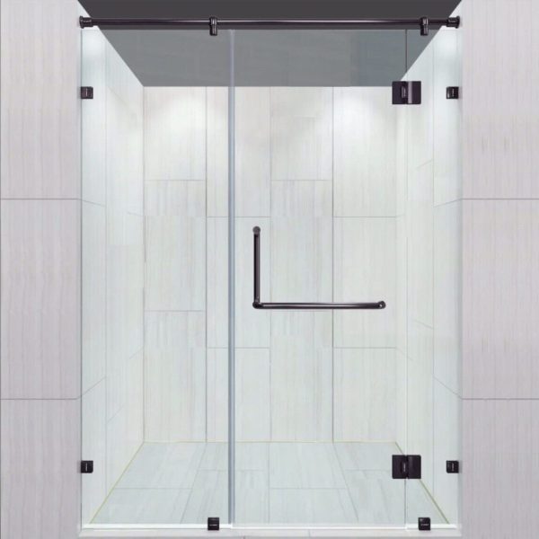 Bộ phụ kiện phòng tắm kính 180 độ VVP màu đen