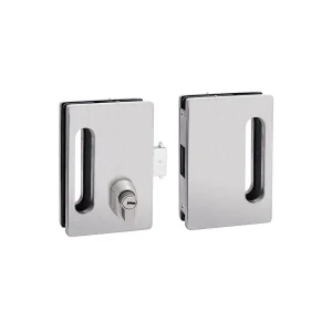Khóa cửa kính 2 cánh tay nắm âm vuông Inox 304