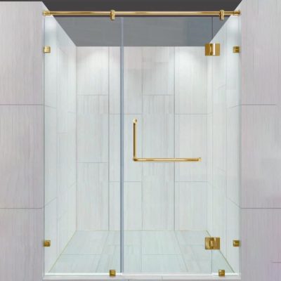 Bộ phòng tắm kính mở 180 độ màu vàng