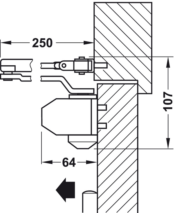 Thông Số Kĩ Thuật Tay co thủy lực Hafele 931.84.659 60kg DCL12 có điểm dừng