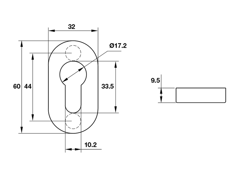 Thông số kĩ thuật ốp lõi khóa Hafele 902.52.294 10mm