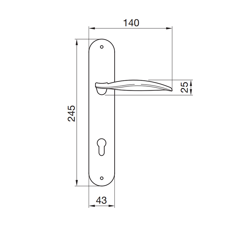 Thông số kĩ thuật tay nắm khóa inox 304 Hafele 901.79.080 250mm