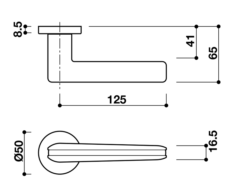 Thông số kĩ thuật tay nắm khóa phân thể hợp kim Hafele 900.99.734