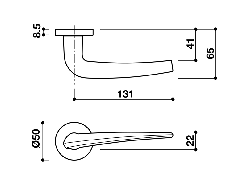 Thông số kĩ thuật tay nắm khóa phân thể hợp kim Hafele 901.99.570
