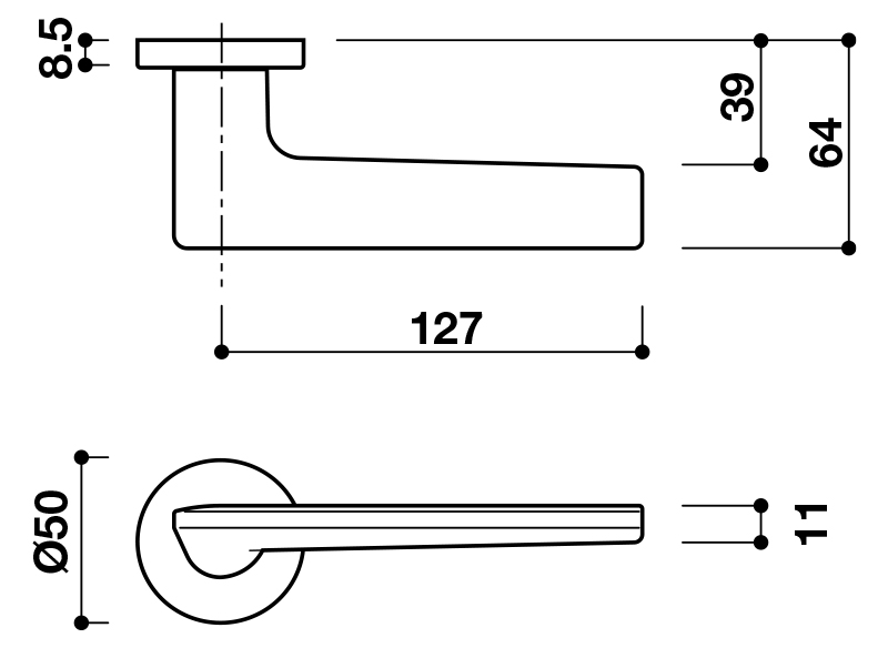Thông số kĩ thuật tay nắm khóa phân thể hợp kim Hafele 901.99.576