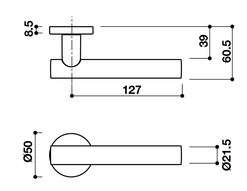 Thông số kĩ thuật tay nắm khóa phân thể hợp kim Hafele 905.99.541