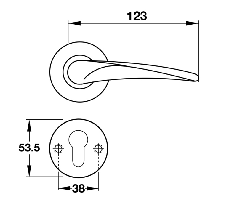 Thông số kĩ thuật tay nắm khóa phân thể inox 304 Hafele 903.98.141