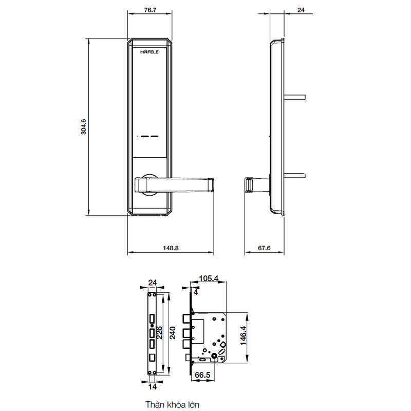 Thông số kĩ thuật khóa cửa Hafele EL720-TC 912.05.715