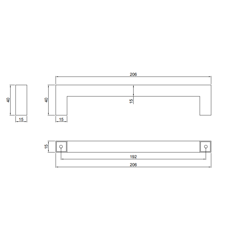 Thông số kĩ thuật tay tủ IVAN 11315.192 SSS inox mờ dài 192mm