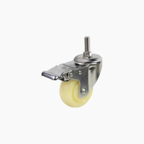 Bánh xe cọc vít nhựa PA CP020 xoay khóa càng inox - Hình ảnh 2
