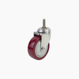 Bánh xe cọc vít nhựa PU đỏ CP030 xoay càng inox
