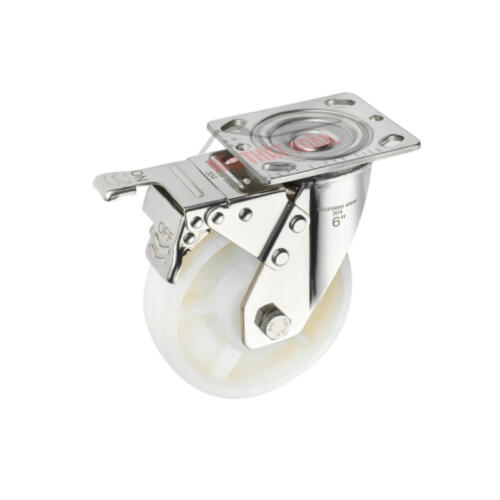 Bánh xe đẩy nhựa PA CP060 xoay khóa kép càng inox 304 - Hình ảnh 3