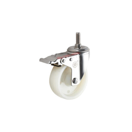 Bánh xe đẩy nhựa PA CP057 cọc vít khóa kép càng inox - Hình ảnh 3