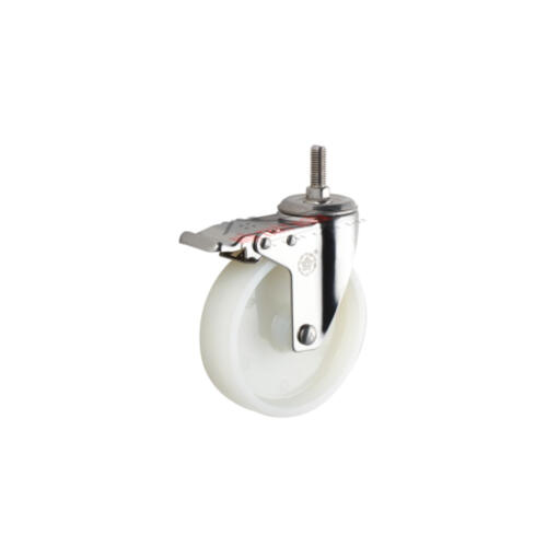 Bánh xe đẩy nhựa PA CP057 cọc vít khóa kép càng inox - Hình ảnh 4