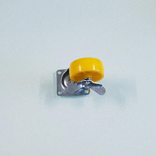 Bánh xe đẩy nhựa PP vàng CP002 xoay khóa ngang - Hình ảnh 2