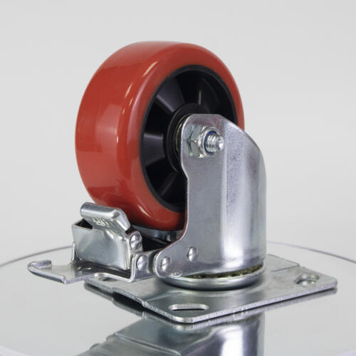 Bánh xe đẩy nhựa PU CP037 lõi nhựa xoay có khóa - Hình ảnh 3