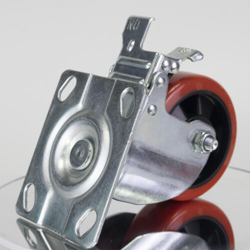 Bánh xe đẩy nhựa PU CP037 lõi nhựa xoay có khóa - Hình ảnh 7