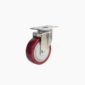 Bánh xe đẩy nhựa PU đỏ CP028 xoay càng inox