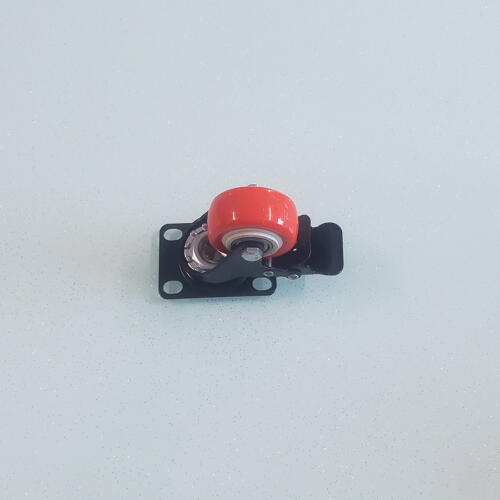 Bánh xe đẩy nhựa PVC đỏ CP006 xoay khóa kép - Hình ảnh 3