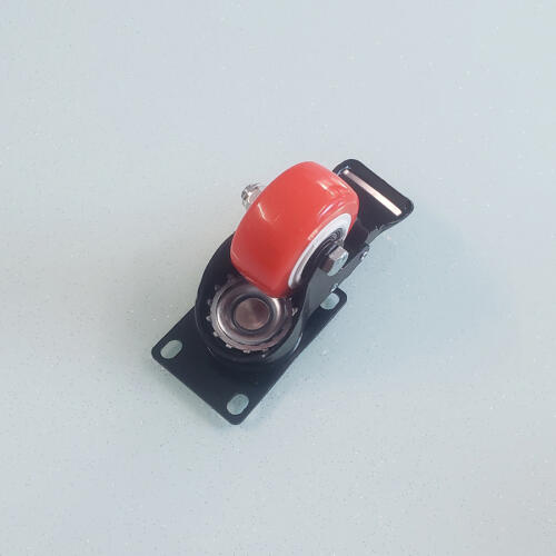 Bánh xe đẩy nhựa PVC đỏ CP006 xoay khóa kép - Hình ảnh 6