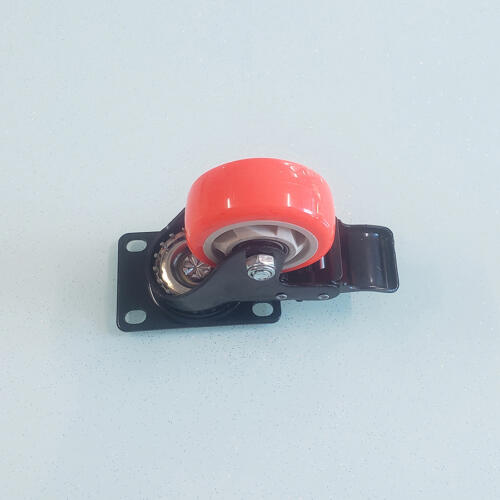 Bánh xe đẩy nhựa PVC đỏ CP006 xoay khóa kép - Hình ảnh 4