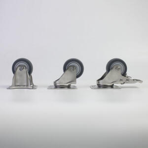 Bánh xe đẩy nhựa TPR CP015 Ø50mm càng inox 304