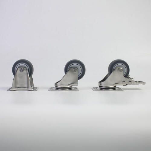 Bánh xe đẩy nhựa TPR CP015 Ø50mm càng inox 304