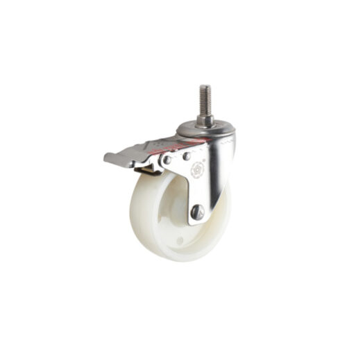 Bánh xe đẩy nhựa PA CP057 cọc vít khóa kép càng inox - Hình ảnh 3