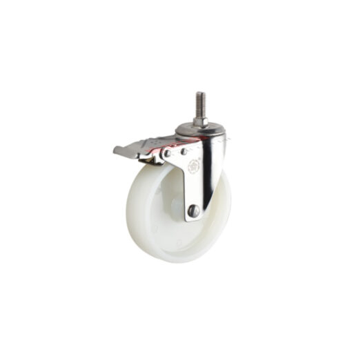 Bánh xe đẩy nhựa PA CP057 cọc vít khóa kép càng inox - Hình ảnh 4