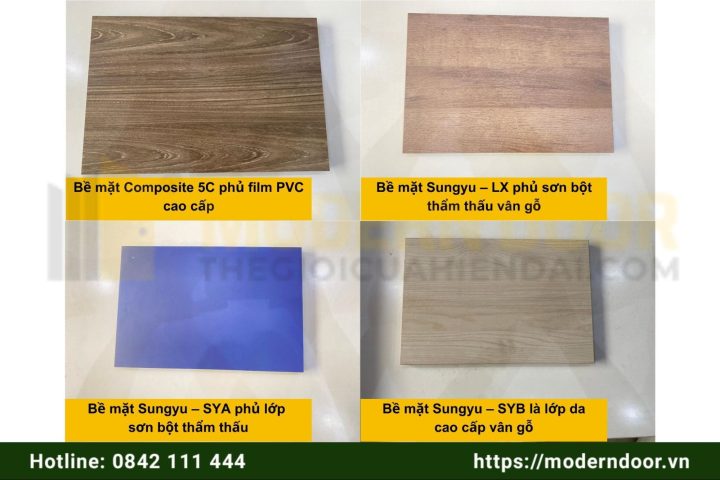 Cấu tạo bề mặt cửa nhựa Composite