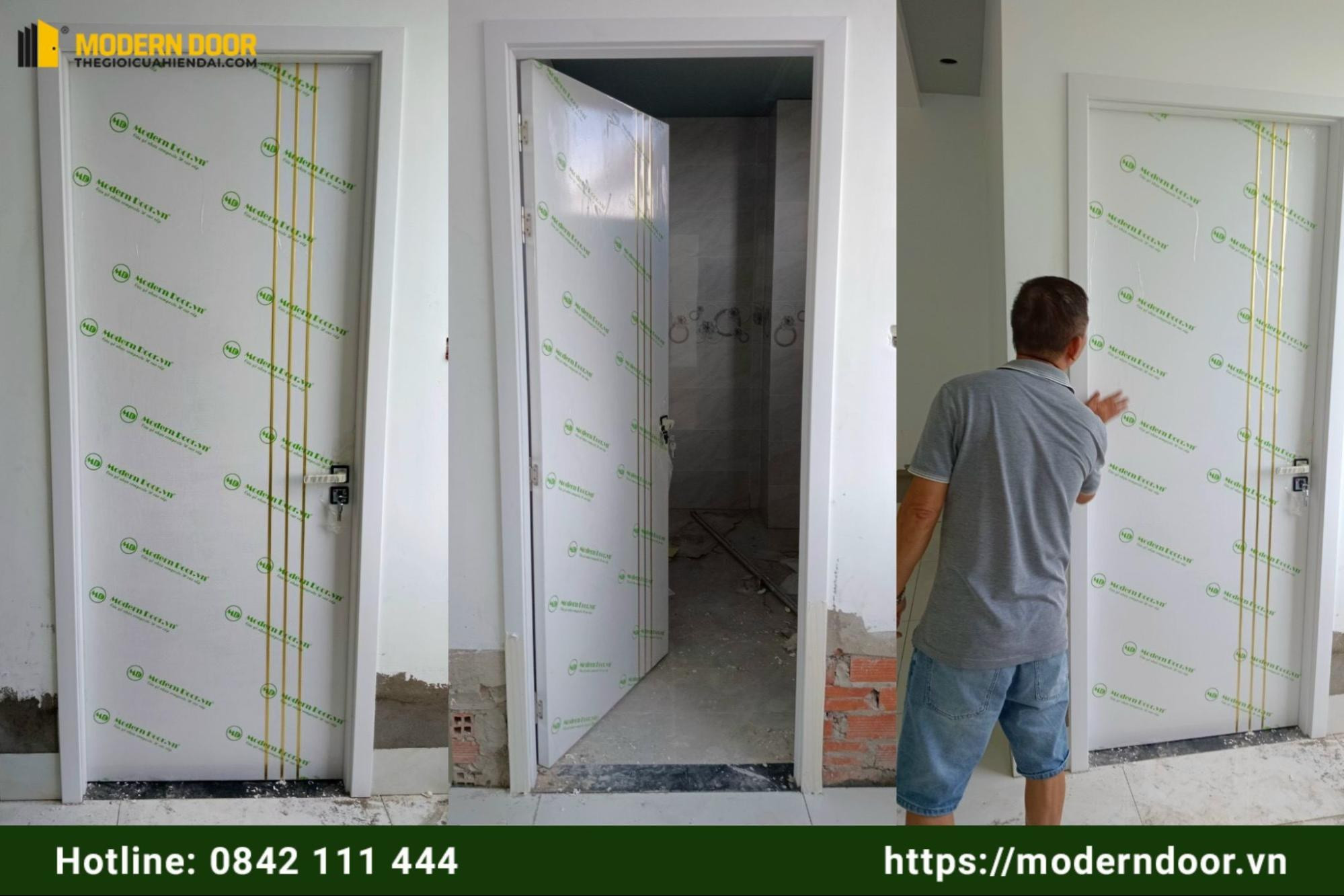 Cửa Composite soi chỉ nhôm dọc sang trọng của Modern Door