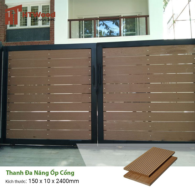 Cửa cổng biệt thự ốp thanh đa năng gỗ nhựa sang trọng
