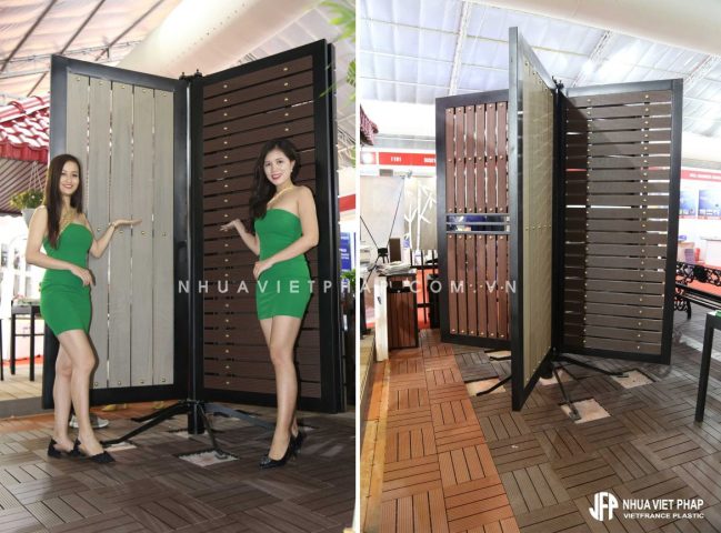 Cửa cổng nhựa giả gỗ ngoài trời với thiết kế đa dạng