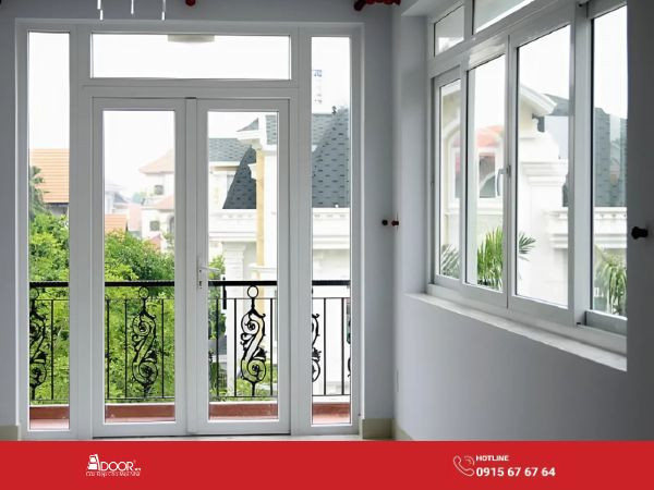 Cửa đi hai cánh mở quay bằng nhựa lõi thép cao cấp