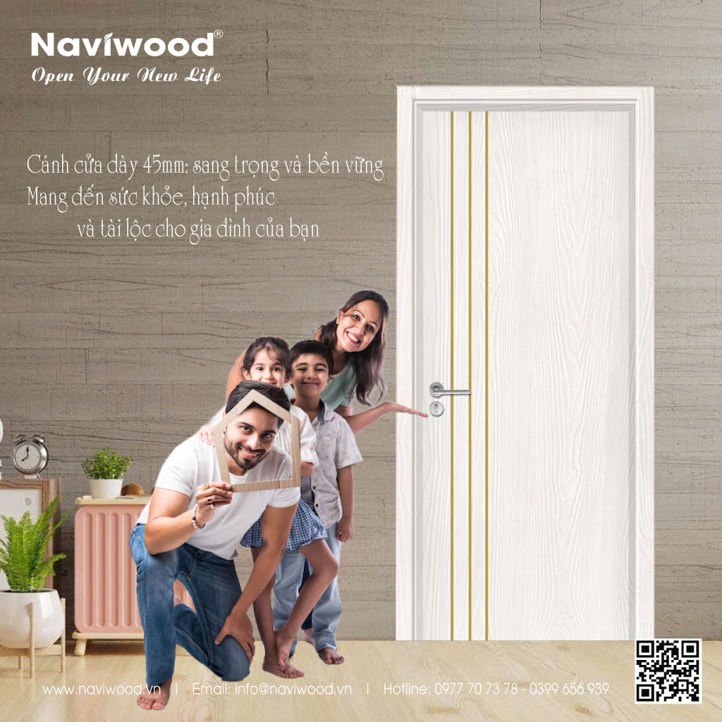 Cửa gỗ nhựa Naviwood NW15 với thiết kế hiện đại và màu sắc sang trọng