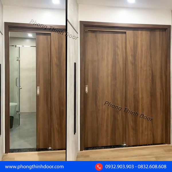 Cửa lùa composite kết hợp vách ngăn tạo không gian mở