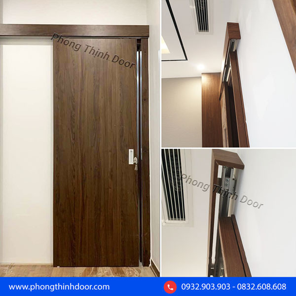 Cửa lùa composite vân gỗ thanh lịch cho không gian nội thất