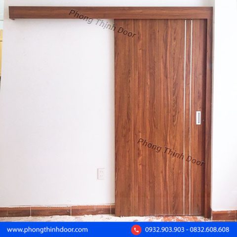 Cửa lùa nhựa composite hiện đại với thiết kế thanh lịch