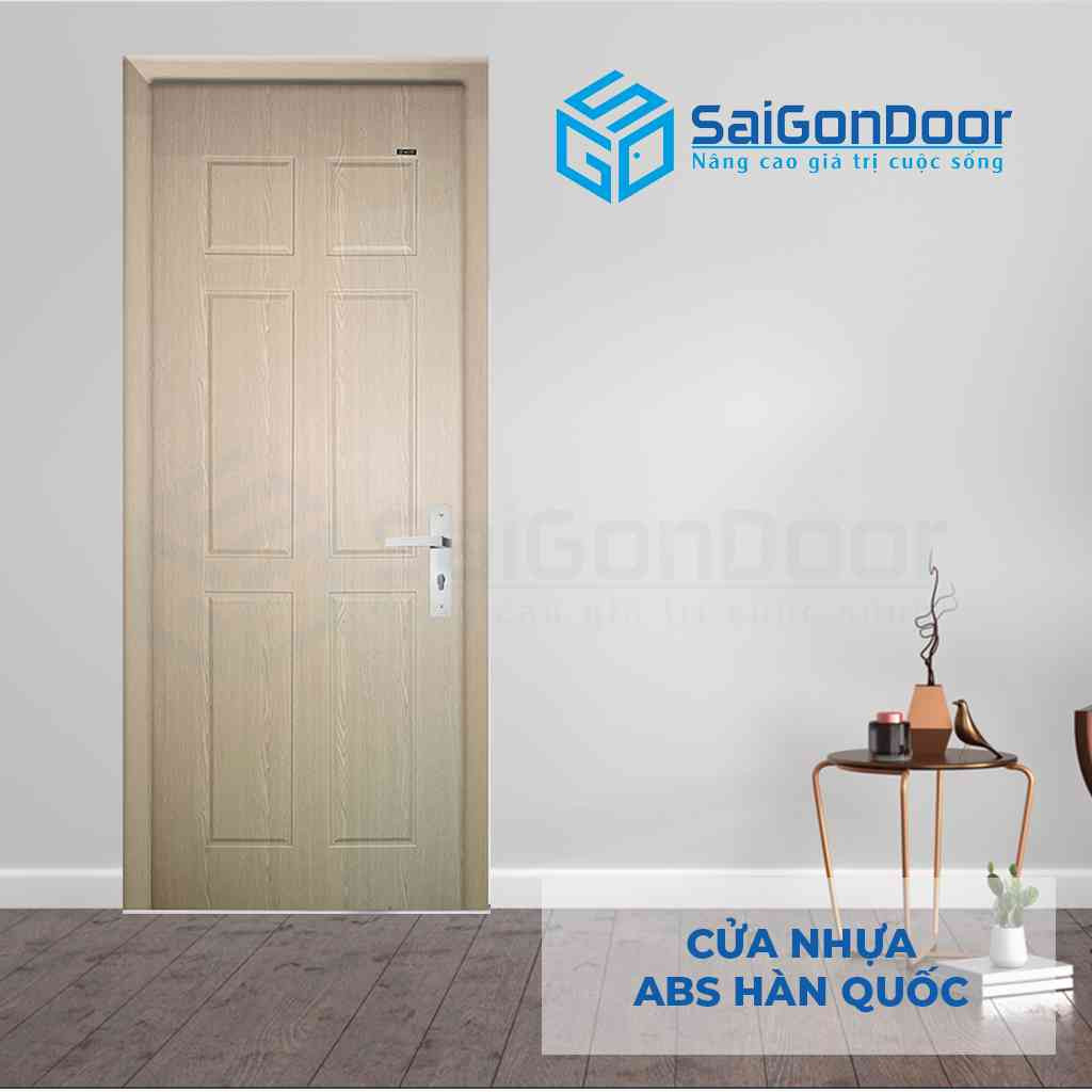 Cửa nhựa ABS Hàn Quốc màu gỗ nhạt với ô pano tinh tế 120-K0201