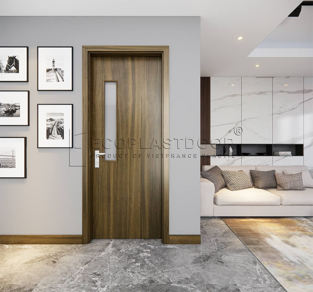 Cửa nhựa composite hoàn thiện sau quá trình lắp đặt tại công trình