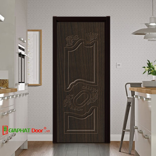 Cửa nhựa composite màu đen họa tiết hình khối