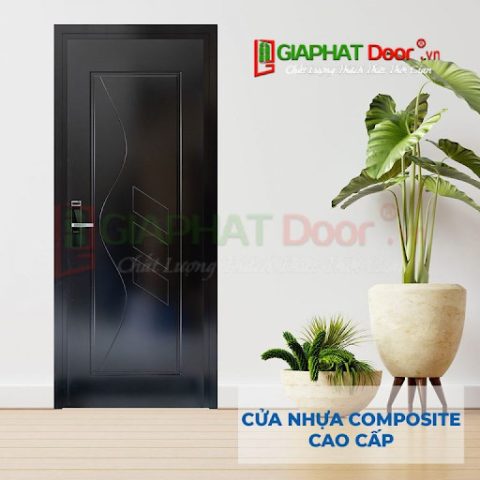 Cửa nhựa composite màu đen trơn hiện đại