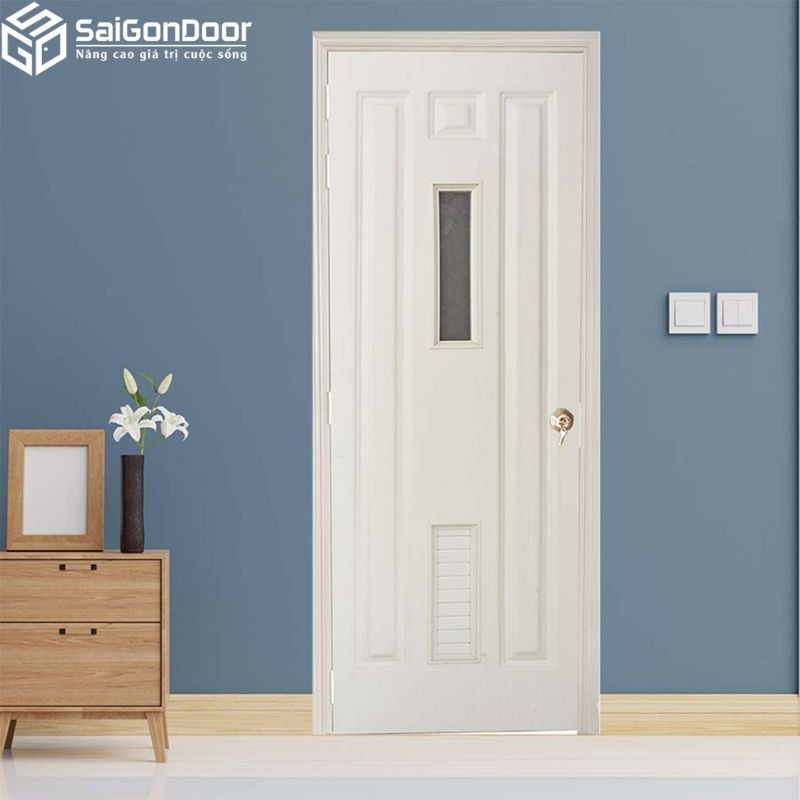 Cửa nhựa composite màu trắng lắp đặt hiệu quả cho phòng làm việc văn phòng