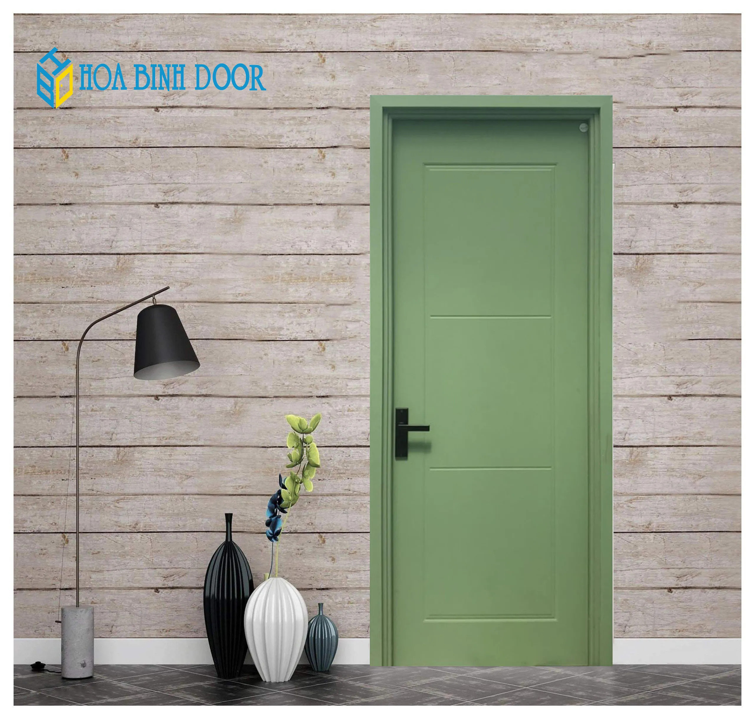 Cửa nhựa composite màu xám hiện đại