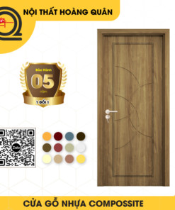 Cửa nhựa composite vân gỗ đậm cho phòng ngủ