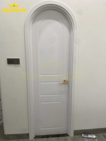 Cửa nhựa composite vòm màu trắng sang trọng, hoàn thiện sơn PU cho không gian hiện đại