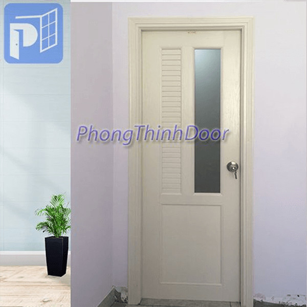 Cửa nhựa Đài Loan màu trắng thanh lịch cho phòng tắm