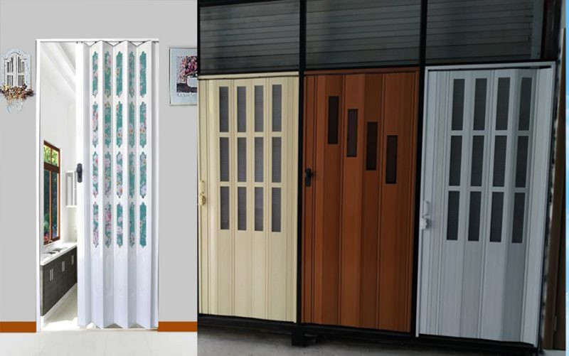 cửa nhựa kéo nhà tắm với ô kính mờ